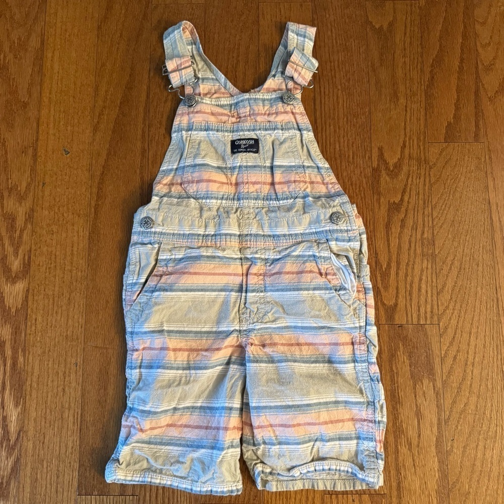 OshKosh B'gosh Kids Pastel Striped Overalls Girls Size 5T
